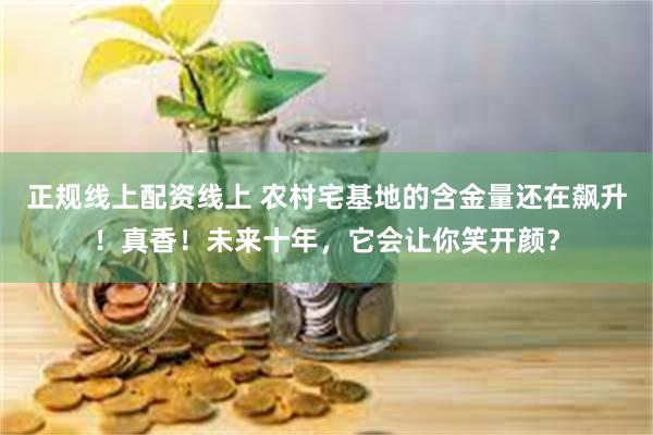 正规线上配资线上 农村宅基地的含金量还在飙升!真香!未来十年,它会让你笑开颜?