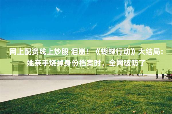 网上配资线上炒股 泪崩！《蝴蝶行动》大结局：她亲手烧掉身份档案时，全网破防了