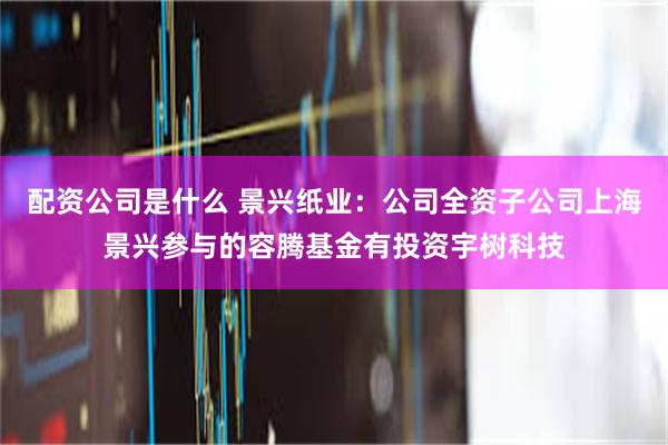 配资公司是什么 景兴纸业：公司全资子公司上海景兴参与的容腾基金有投资宇树科技