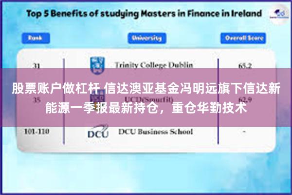 股票账户做杠杆 信达澳亚基金冯明远旗下信达新能源一季报最新持仓，重仓华勤技术