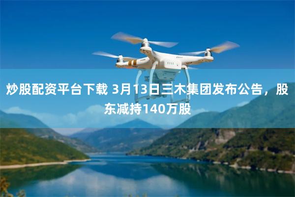 炒股配资平台下载 3月13日三木集团发布公告，股东减持140万股