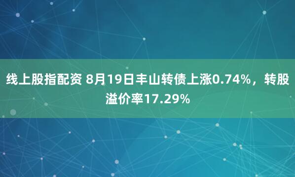 线上股指配资 8月19日丰山转债上涨0.74%，转股溢价率17.29%