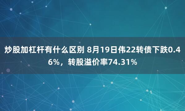 炒股加杠杆有什么区别 8月19日伟22转债下跌0.46%，转股溢价率74.31%